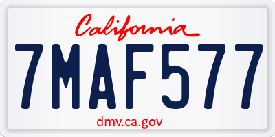 CA license plate 7MAF577