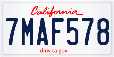 CA license plate 7MAF578