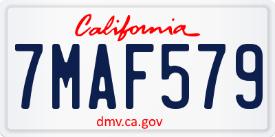 CA license plate 7MAF579