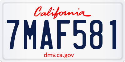 CA license plate 7MAF581