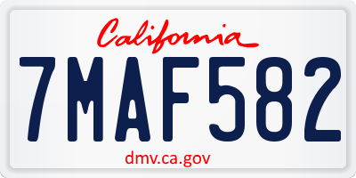 CA license plate 7MAF582
