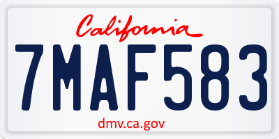 CA license plate 7MAF583
