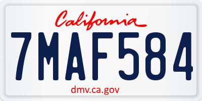 CA license plate 7MAF584