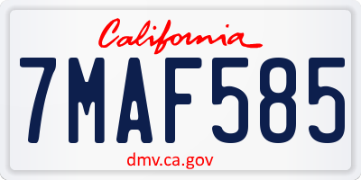 CA license plate 7MAF585