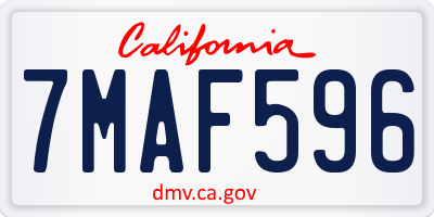CA license plate 7MAF596