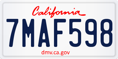 CA license plate 7MAF598