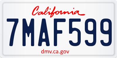 CA license plate 7MAF599