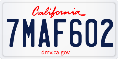 CA license plate 7MAF602