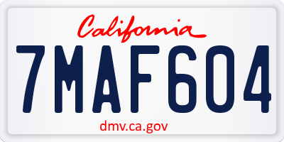 CA license plate 7MAF604