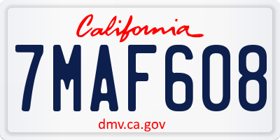 CA license plate 7MAF608