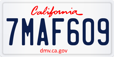 CA license plate 7MAF609