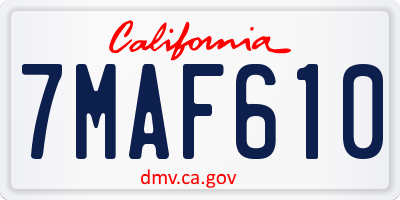 CA license plate 7MAF610