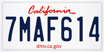 CA license plate 7MAF614