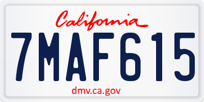 CA license plate 7MAF615