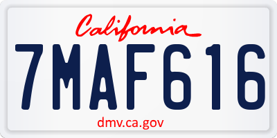CA license plate 7MAF616