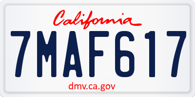 CA license plate 7MAF617