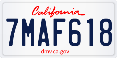 CA license plate 7MAF618