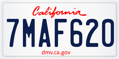 CA license plate 7MAF620