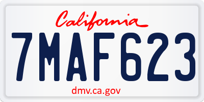 CA license plate 7MAF623