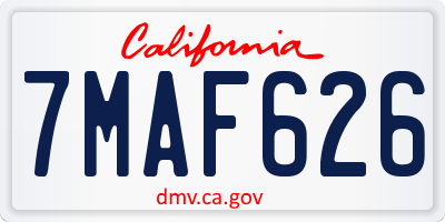 CA license plate 7MAF626