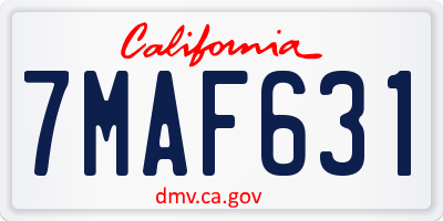 CA license plate 7MAF631