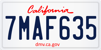CA license plate 7MAF635