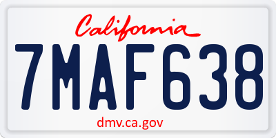CA license plate 7MAF638