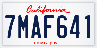CA license plate 7MAF641