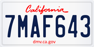 CA license plate 7MAF643