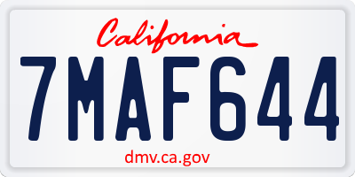CA license plate 7MAF644
