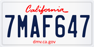 CA license plate 7MAF647