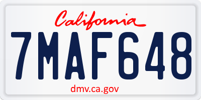 CA license plate 7MAF648