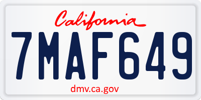 CA license plate 7MAF649