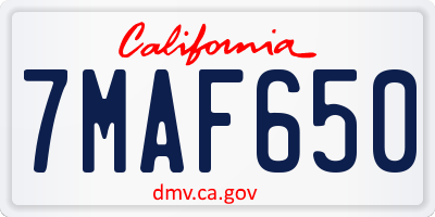 CA license plate 7MAF650