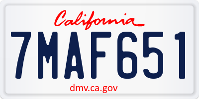 CA license plate 7MAF651