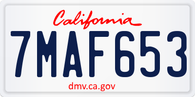 CA license plate 7MAF653