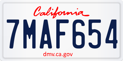 CA license plate 7MAF654