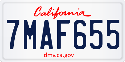 CA license plate 7MAF655