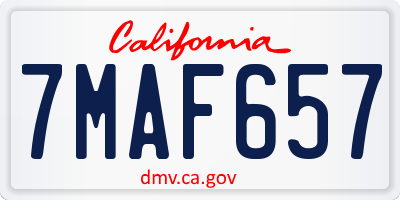 CA license plate 7MAF657