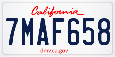 CA license plate 7MAF658