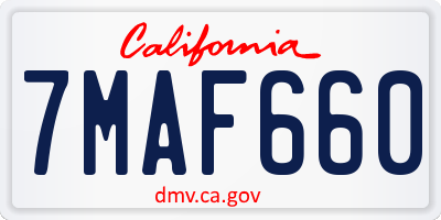 CA license plate 7MAF660
