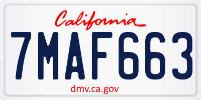 CA license plate 7MAF663