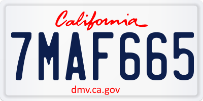 CA license plate 7MAF665