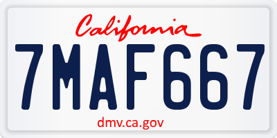 CA license plate 7MAF667