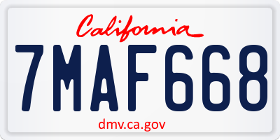 CA license plate 7MAF668