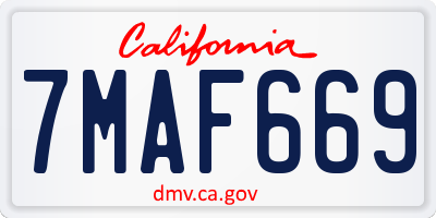 CA license plate 7MAF669