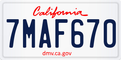 CA license plate 7MAF670