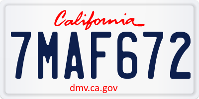 CA license plate 7MAF672