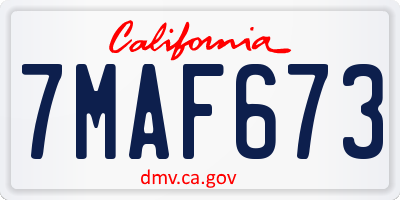 CA license plate 7MAF673