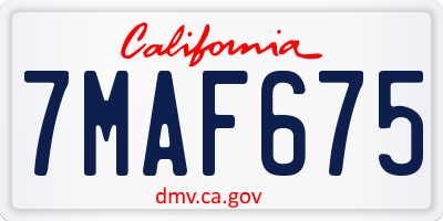 CA license plate 7MAF675